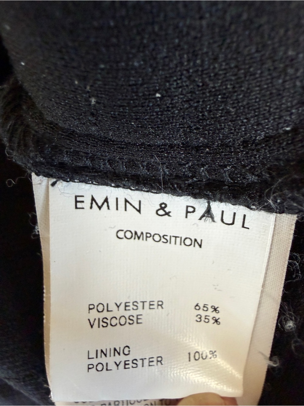 EMIN & PAUL Black Quilted Rib Funnel Neck Pullover Sweater | Size S - Picture 3 of 3